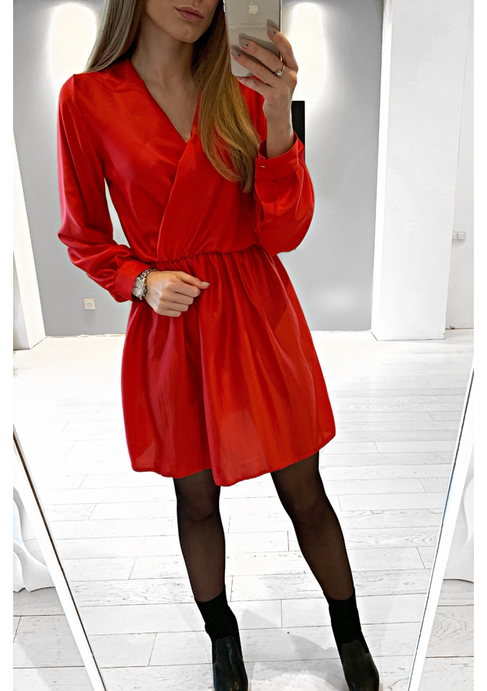 KOPERTOWA SUKIENKA Z SATYNY