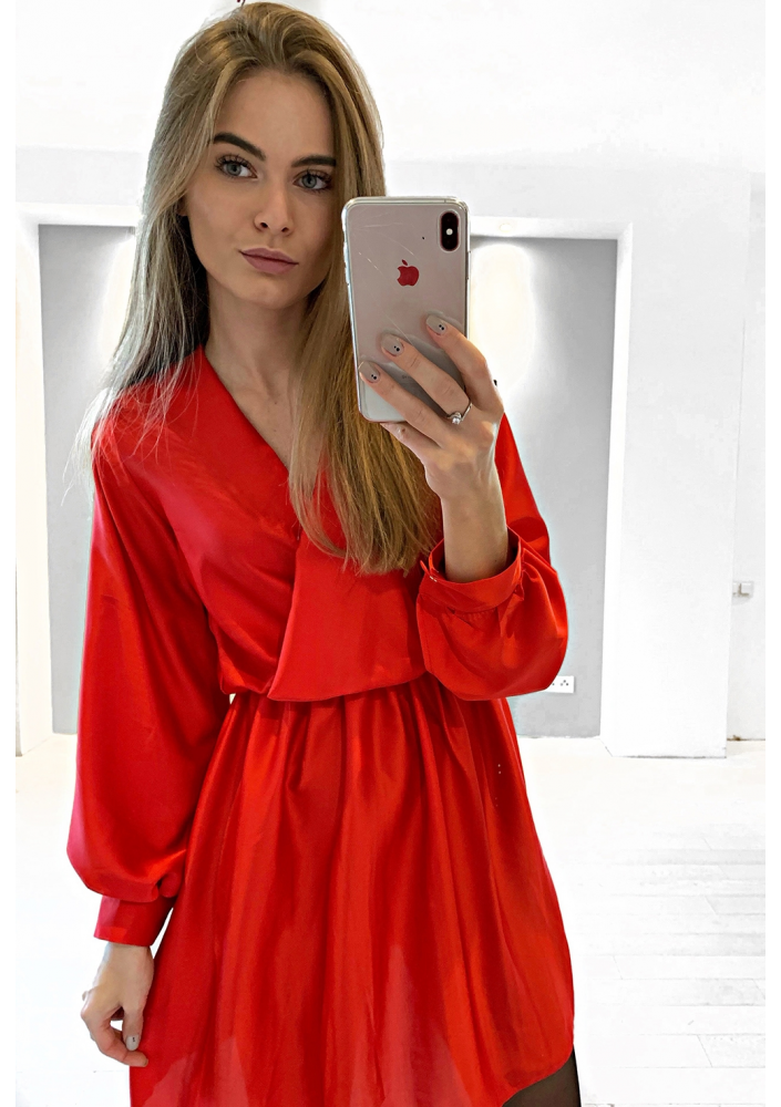 KOPERTOWA SUKIENKA Z SATYNY