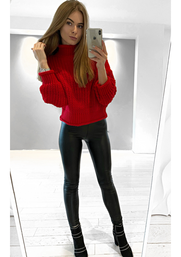 KRÓTKI SWETER Z PÓŁGOLFEM ILM P015