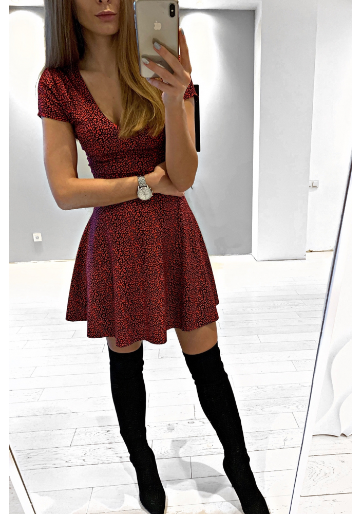 ROZKLOSZOWANA SUKIENKA RED PRINT ILM