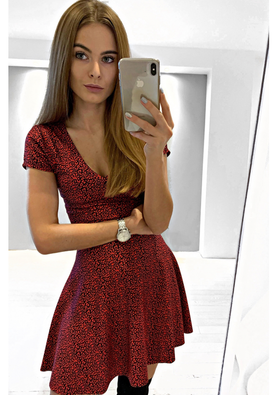 ROZKLOSZOWANA SUKIENKA RED PRINT ILM