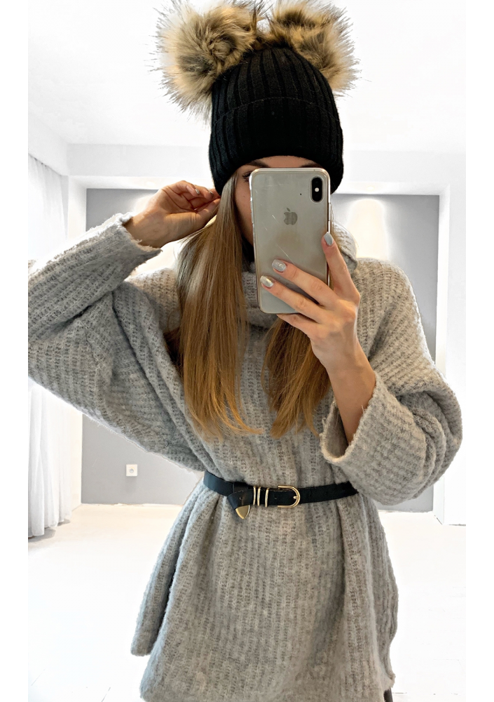 CZAPKA ZIMOWA Z POMPONAMI  ILM C02