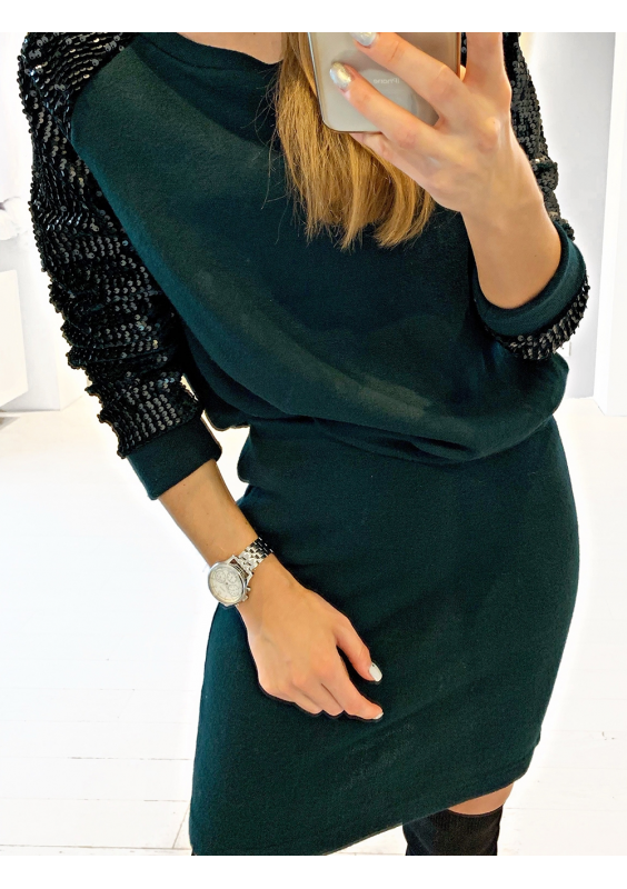 KOMPLET Z CEKINOWYMI RĘKAWAMI