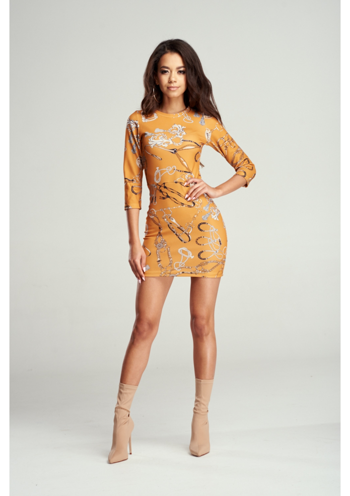 DOPASOWANA SUKIENKA MISTED YELLOW PRINT