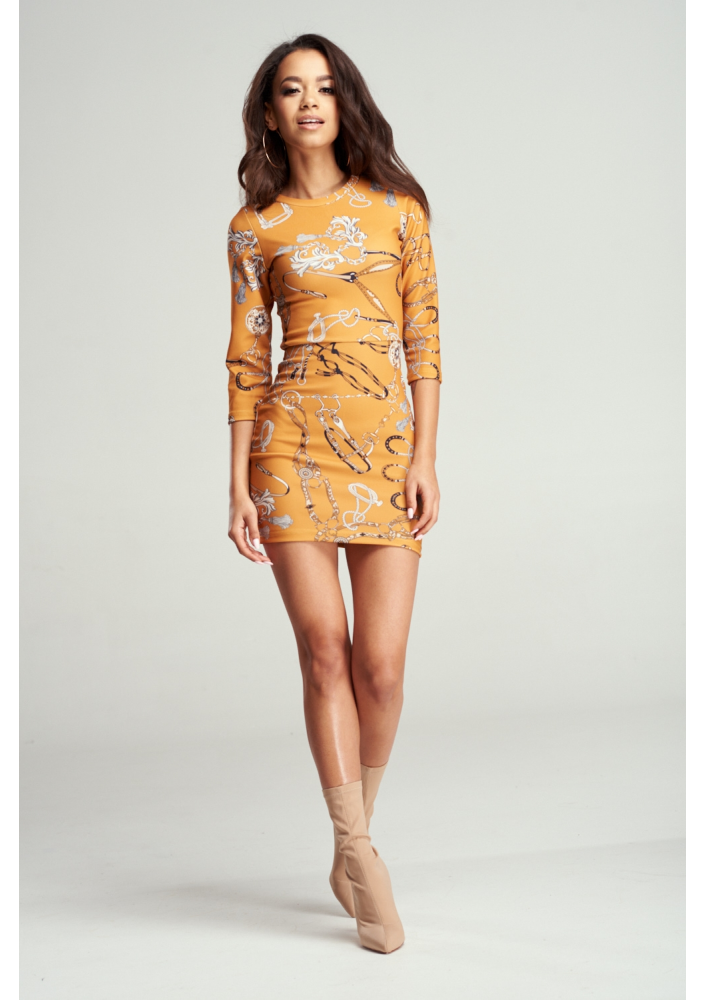 DOPASOWANA SUKIENKA MISTED YELLOW PRINT