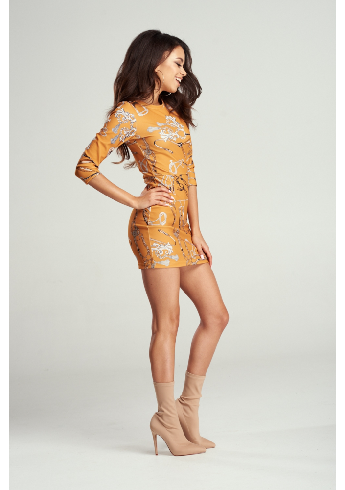 DOPASOWANA SUKIENKA MISTED YELLOW PRINT