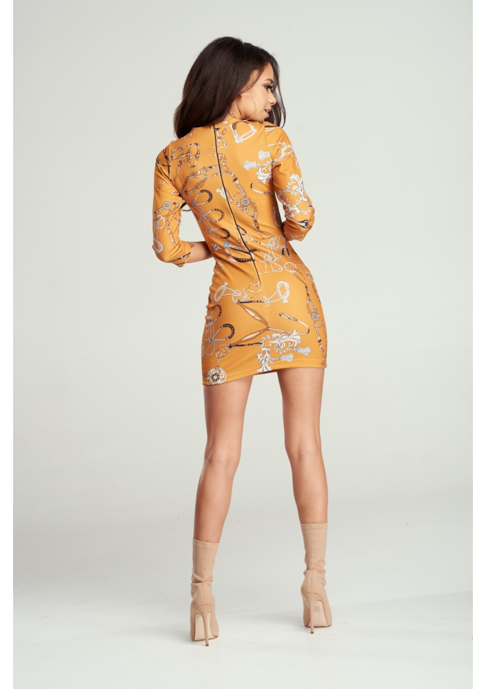 DOPASOWANA SUKIENKA MISTED YELLOW PRINT