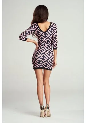 BODYCON SQUARE  PRINT DRESS