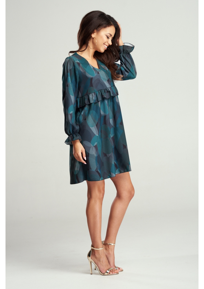 TRAPEZOWA SUKIENKA Z FALBANKĄ RINT