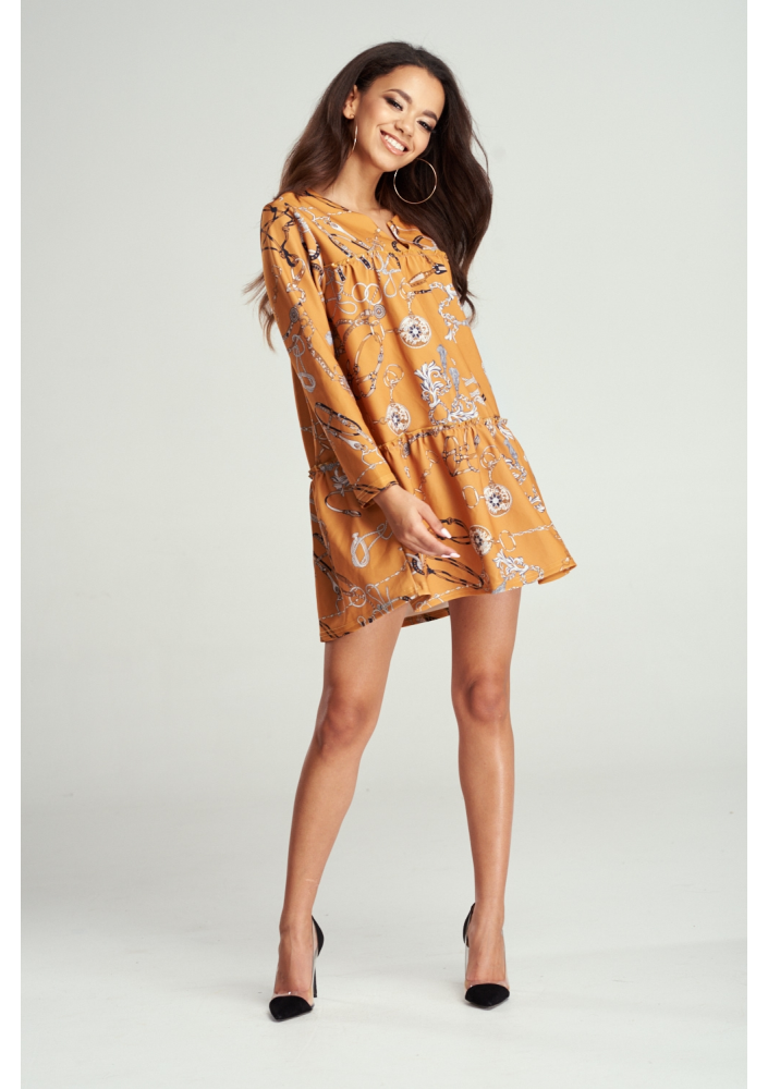 SUKIENKA Z MARSZCZENIAMI MISTED YELLOW PRINT