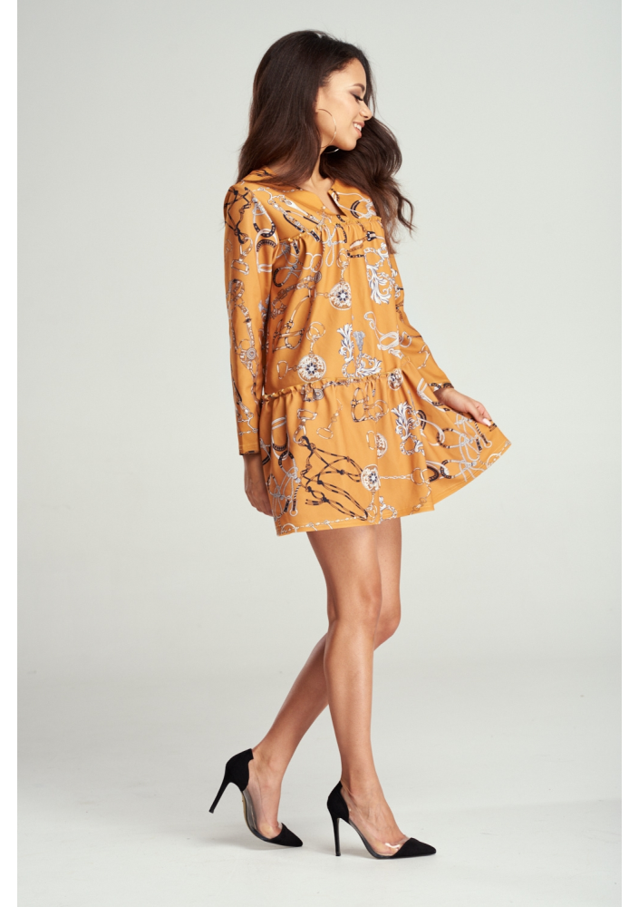 SUKIENKA Z MARSZCZENIAMI MISTED YELLOW PRINT