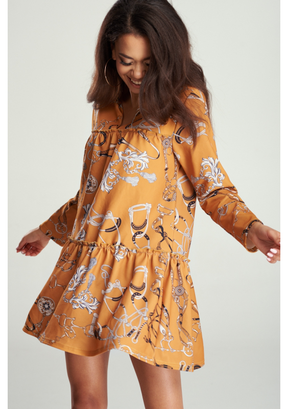 SUKIENKA Z MARSZCZENIAMI MISTED YELLOW PRINT