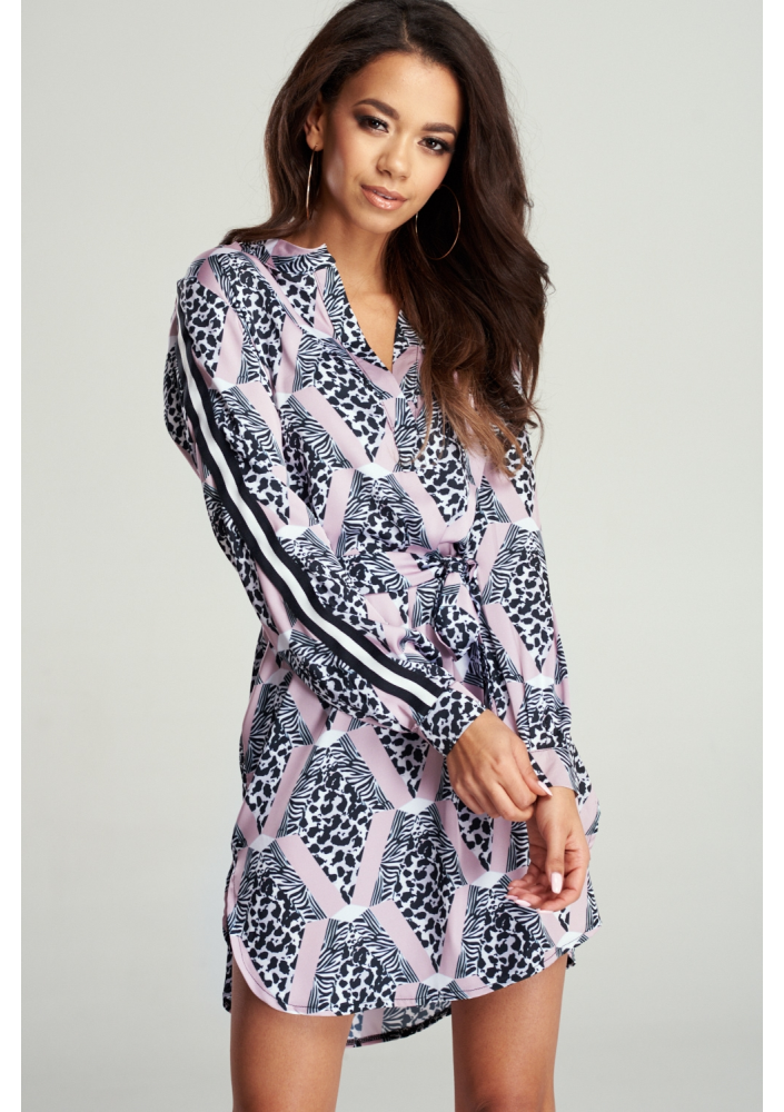 KOSZULOWA SUKIENKA Z LAMPASAMI PRINT