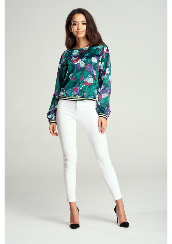 BLUZKA GREEN FLOWER ZE ŚCIĄGACZEM