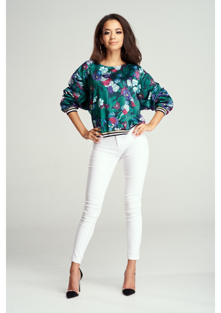 BLUZKA GREEN FLOWER ZE ŚCIĄGACZEM