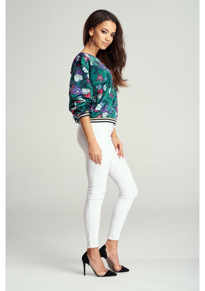 BLUZKA GREEN FLOWER ZE ŚCIĄGACZEM