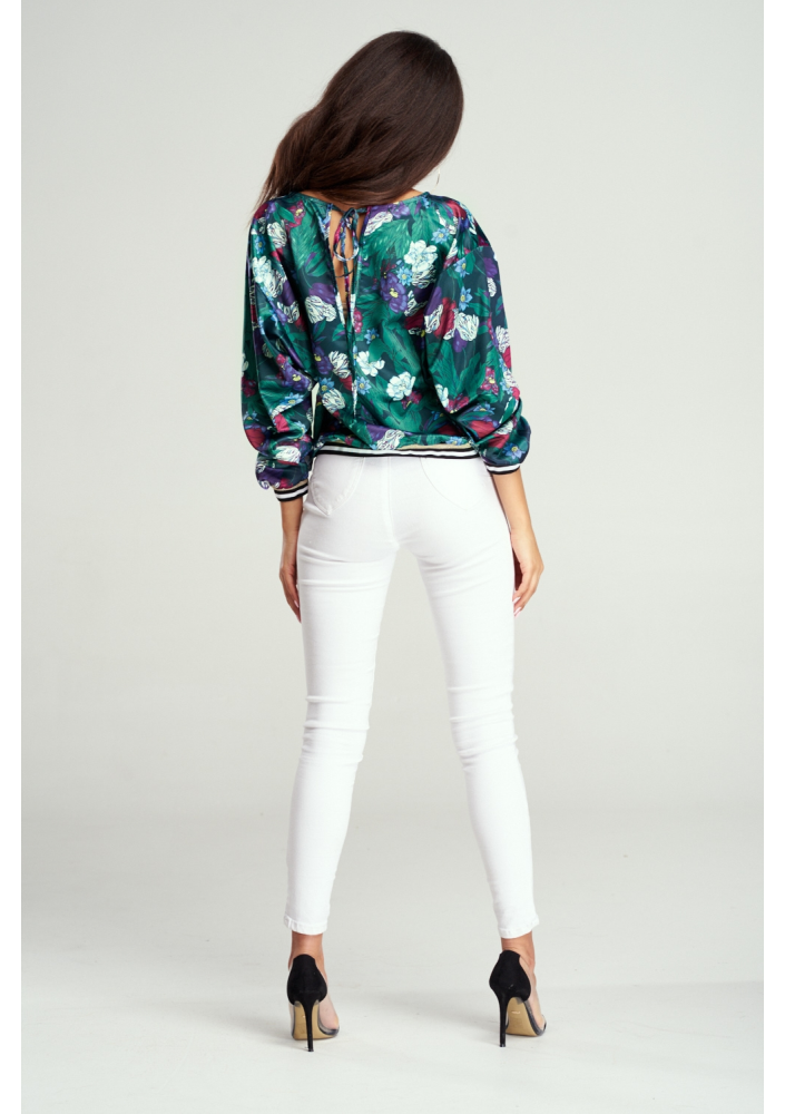 BLUZKA GREEN FLOWER ZE ŚCIĄGACZEM