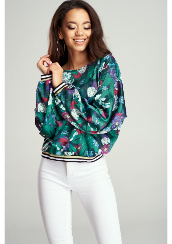 BLUZKA GREEN FLOWER ZE ŚCIĄGACZEM