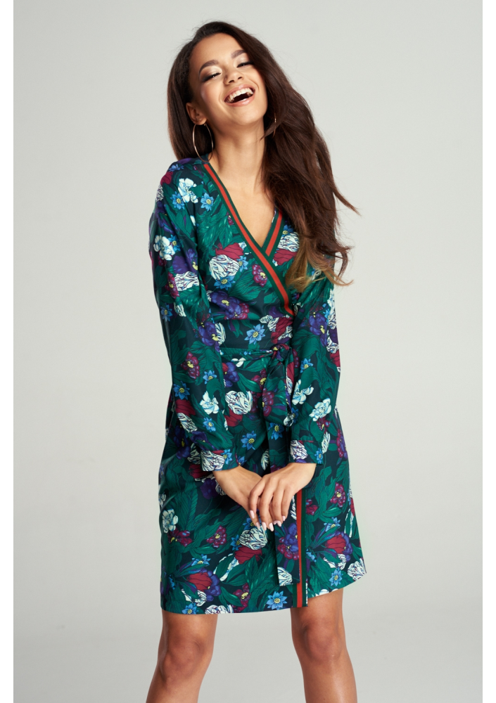 KOPERTOWA SUKIENKA GREEN FLOWER