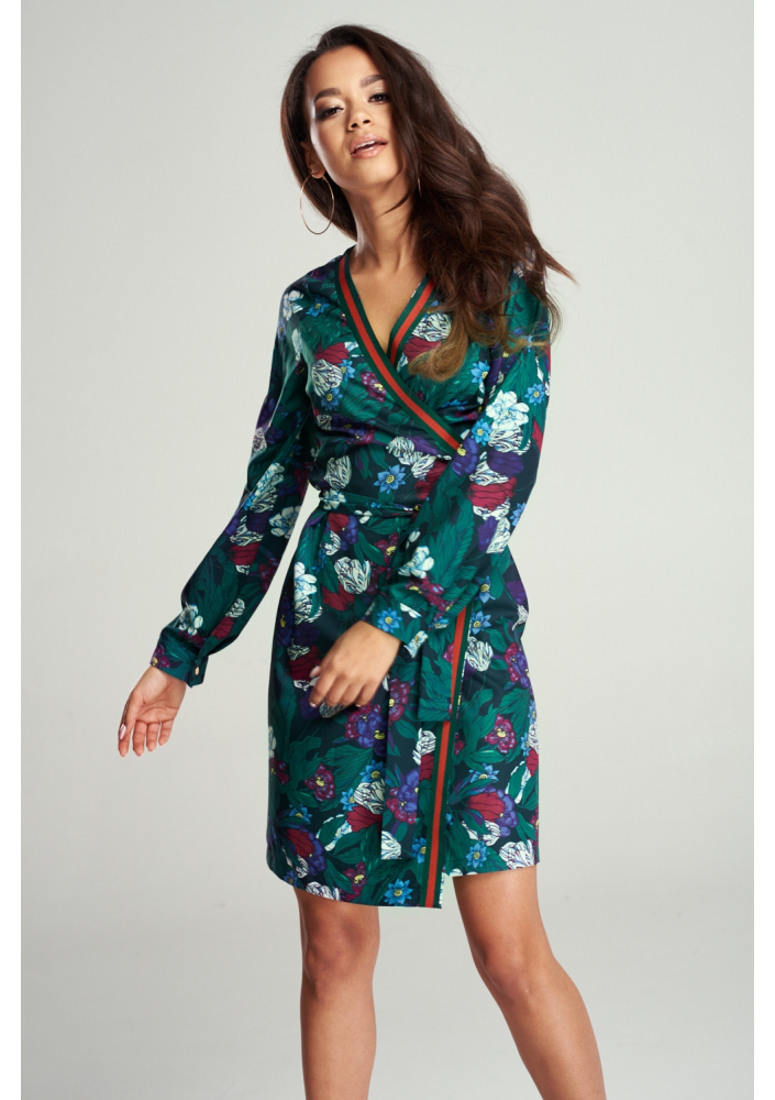 KOPERTOWA SUKIENKA GREEN FLOWER
