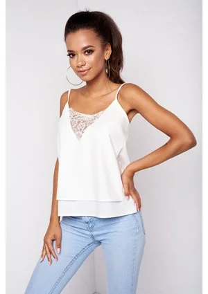WHITE TOP WITH LACE DETAILS
