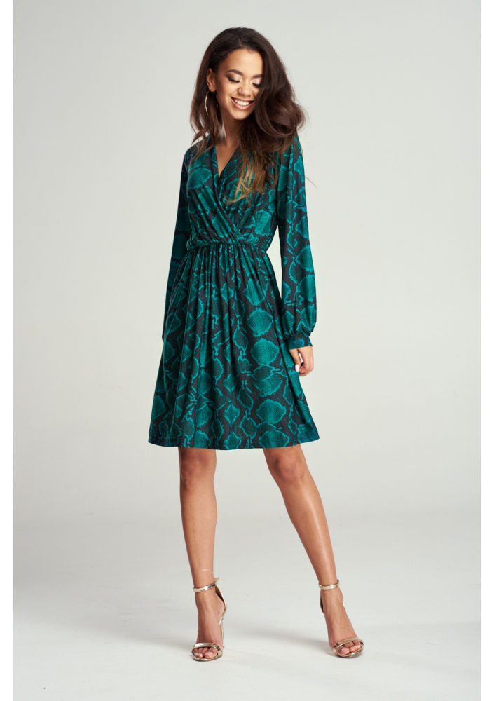 KOPERTOWA DRESS GREEN SNAKE PRINT