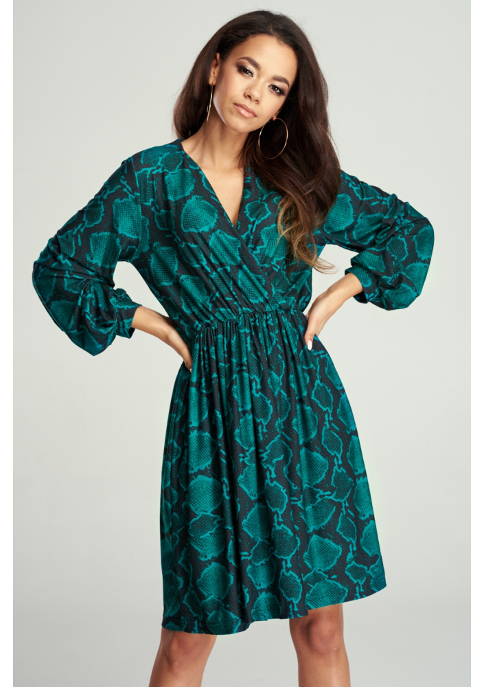 KOPERTOWA SUKIENKA GREEN SNAKE PRINT