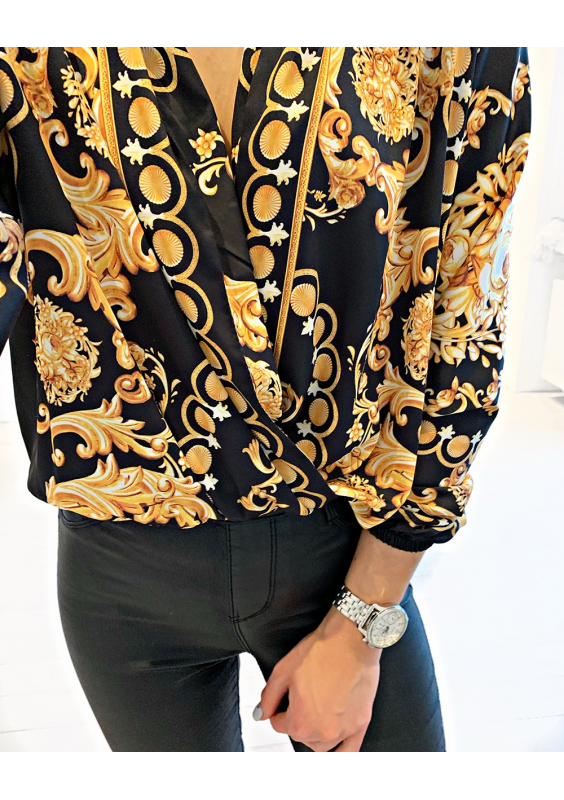 KOPERTOWA BLUZKA Z SATYNY GOLD ORNAMENT