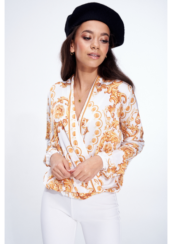 KOPERTOWA BLUZKA Z SATYNY GOLD ORNAMENT