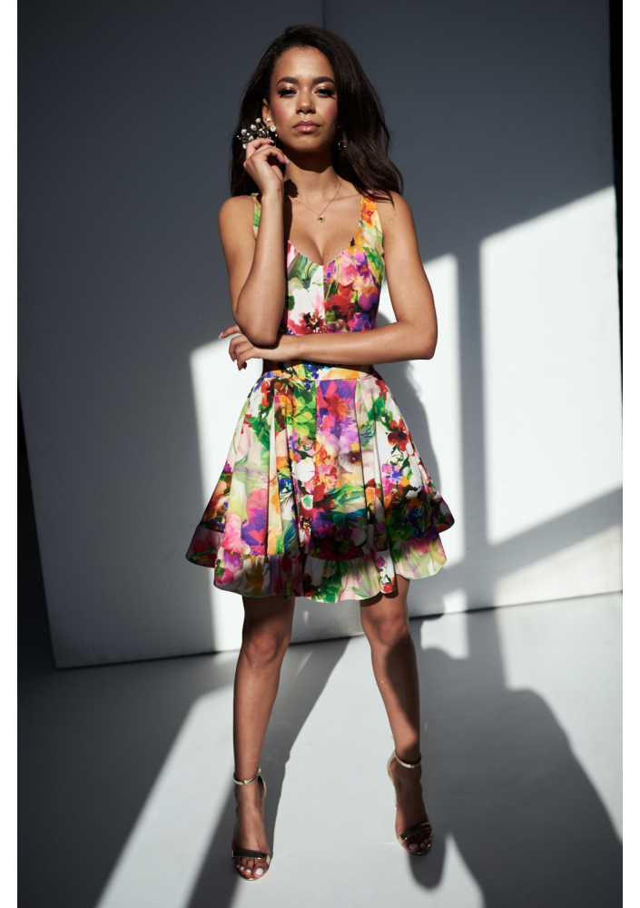 SUKIENKA W KONTRAFAŁDY FLOWERS