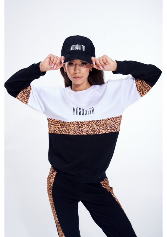 BAWEŁNIANA BLUZA ZE WSTAWKĄ LEOPARD ILM