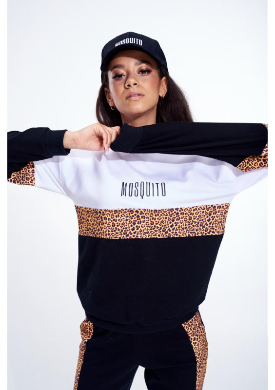 BAWEŁNIANA BLUZA ZE WSTAWKĄ LEOPARD ILM