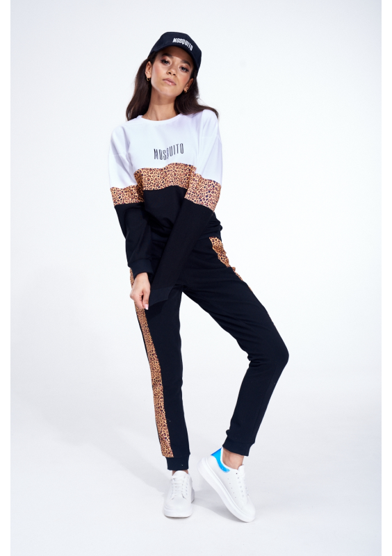 BAWEŁNIANA BLUZA ZE WSTAWKĄ LEOPARD ILM