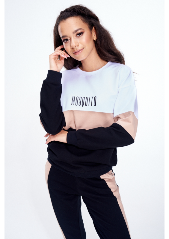 BAWEŁNIANA BLUZA ZE WSTAWKĄ BEIGE ILM