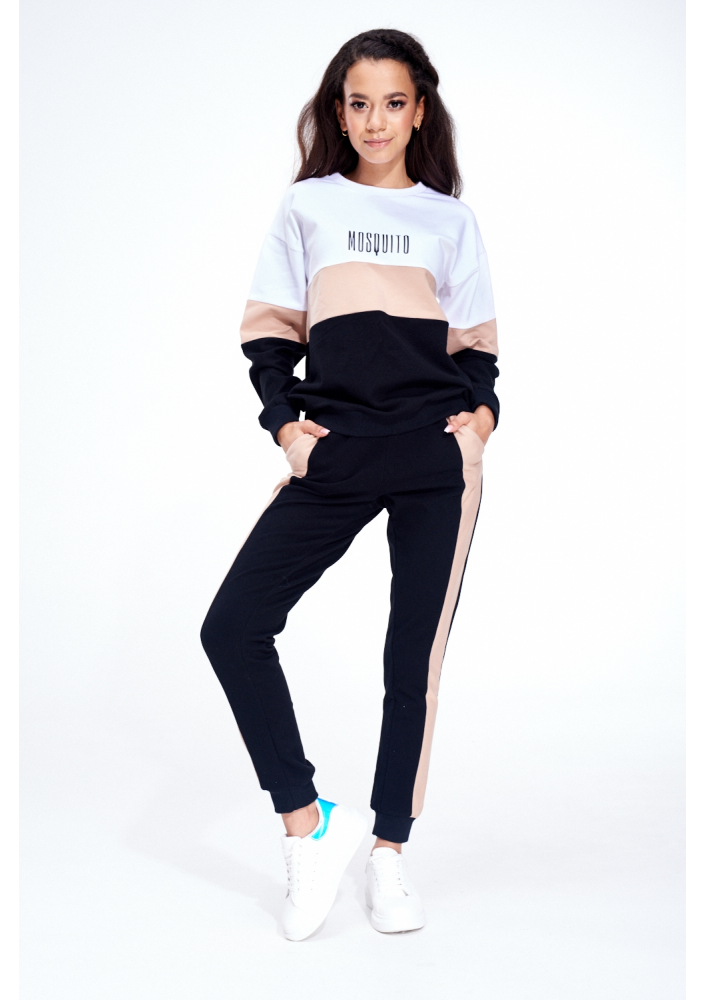 BAWEŁNIANA BLUZA ZE WSTAWKĄ BEIGE ILM