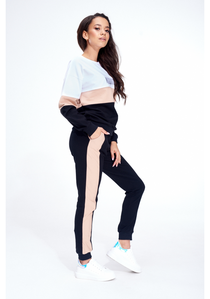 BAWEŁNIANA BLUZA ZE WSTAWKĄ BEIGE ILM