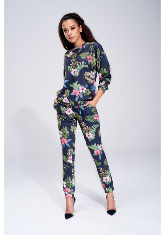 BAWEŁNIANA BLUZA BLACK ALOHA FLOWER ILM