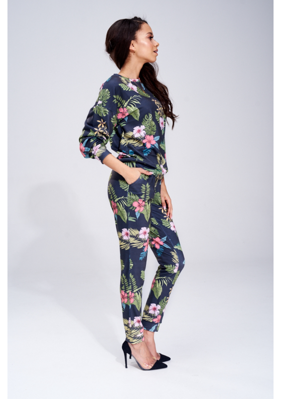 BAWEŁNIANA BLUZA BLACK ALOHA FLOWER ILM