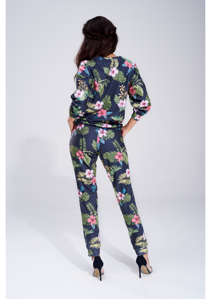 SPODNIE Z BAWEŁNY BLACK ALOHA FLOWER  ILM