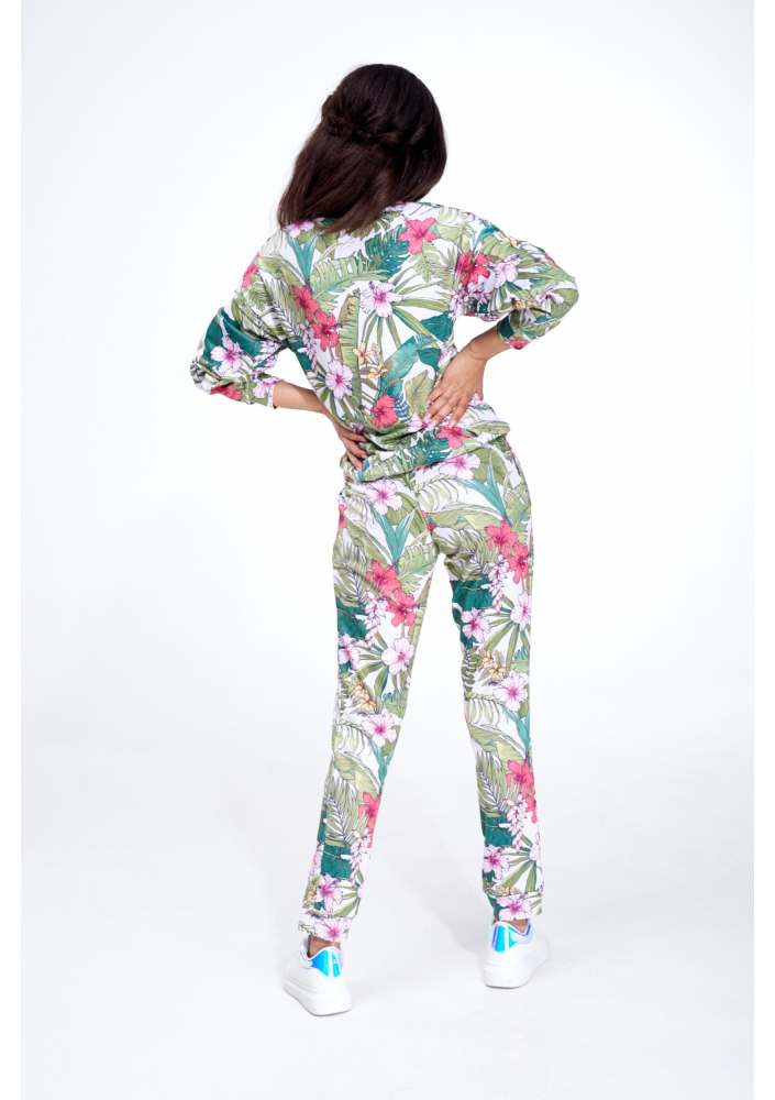 SPODNIE Z BAWEŁNY  FLOWER WHITE  ILM