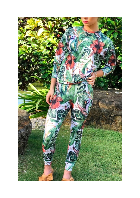 SWEATPANTS IN TROPICAL PRINT ILM