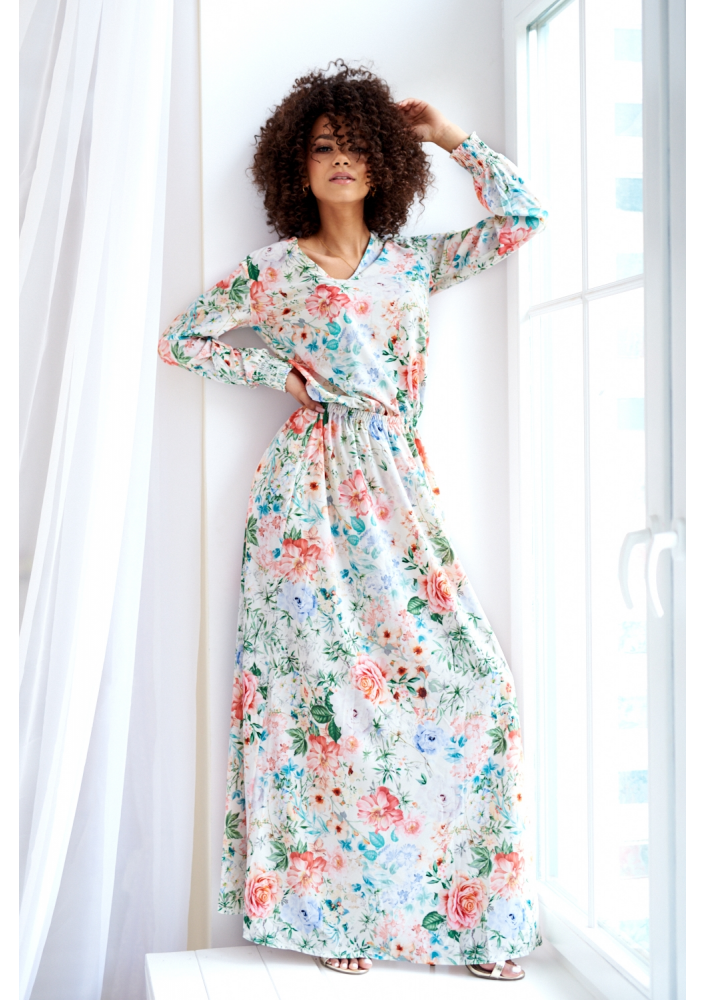 SUKIENKA MAXI SPRING FLOWERS PRINT