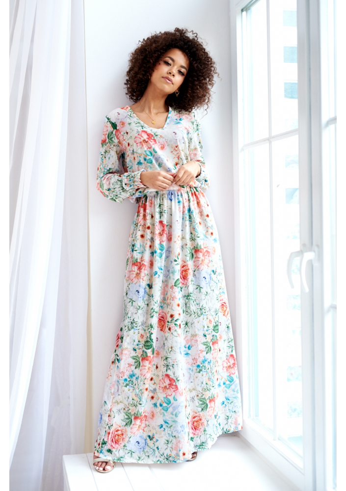 SUKIENKA MAXI SPRING FLOWERS PRINT