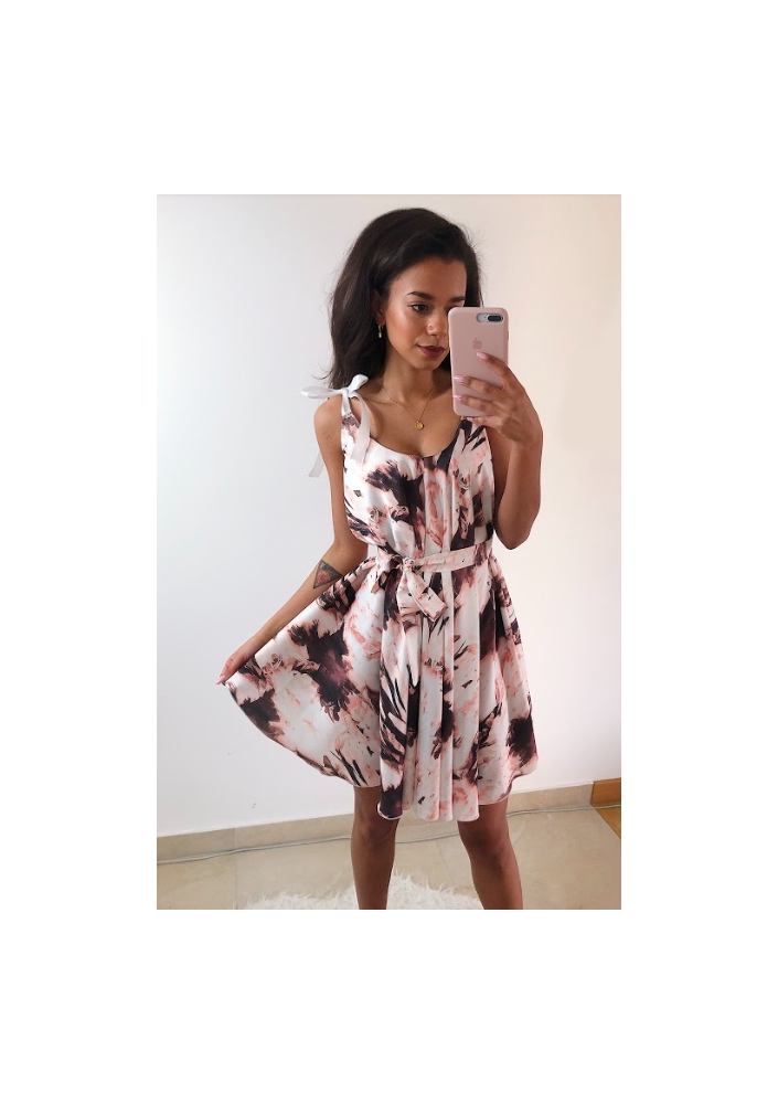 SATYNOWA SUKIENKA POWDER PRINT Z WIĄZANIEM