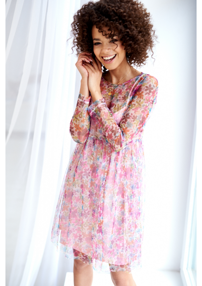 SUKIENKA Z TIULU WHITE FLOWERS