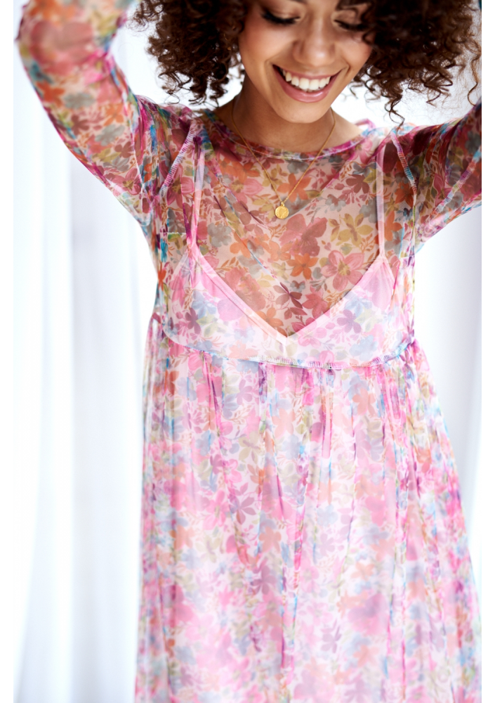 SUKIENKA Z TIULU WHITE FLOWERS