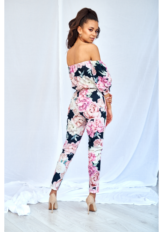 KOMBINEZON BLACK ROSE PRINT