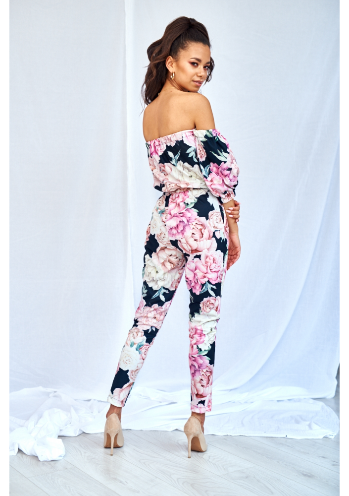 KOMBINEZON BLACK ROSE PRINT
