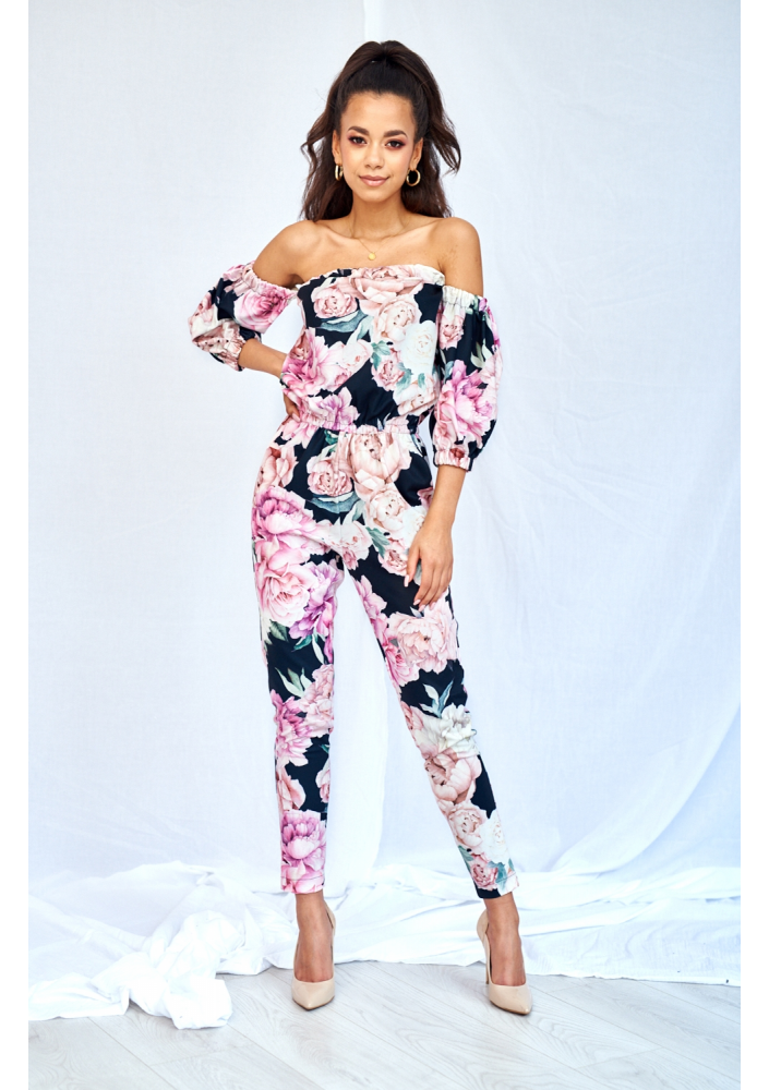 KOMBINEZON BLACK ROSE PRINT