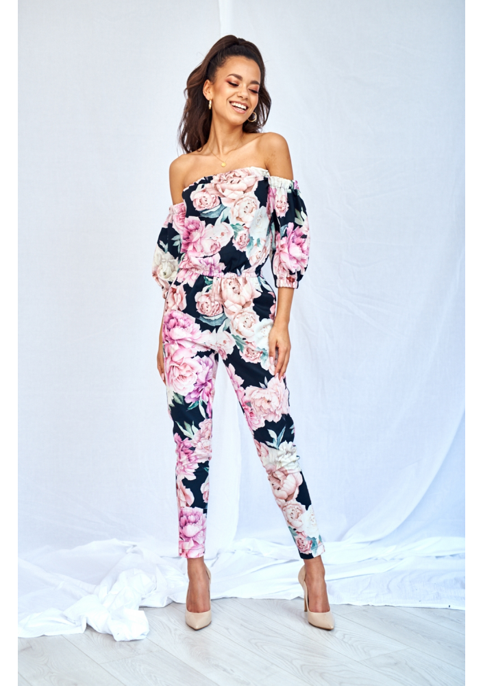 KOMBINEZON BLACK ROSE PRINT
